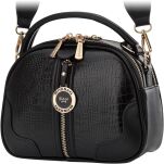 Monnari kabelka kufřík s krokodýlím vytlačováním a zlatými doplňky - černá - 4