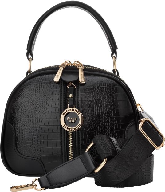 Monnari kabelka kufřík s krokodýlím vytlačováním a zlatými doplňky - černá