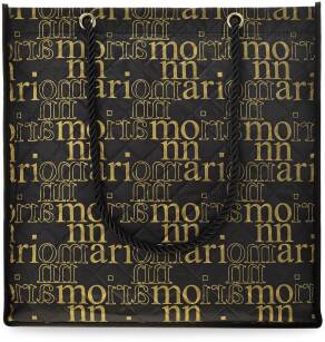 LOGO LOGO PROŠÍVANÁ TAŠKA MONNARI VELKOKAPACITNÍ EKOLOGICKÁ NÁKUPNÍ TAŠKA SHOPPER BAG - ČERNÁ SE ZLATOU BARVOU