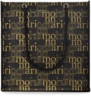Logo logo prošívaná taška monnari velkokapacitní ekologická nákupní taška shopper bag - černá se zlatou barvou