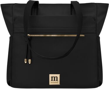 Monnari velká dámská taška kabelka shopper Monnari lehká na rameno s kapsami a zipem - černá