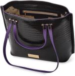 Monnari klasická elegantní dámská lakovaná taška shopper aktovka přes rameno kůže croco - černá - 4