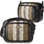 Stylová dámská kabelka monnari taška na dlouhém popruhu fullprint vzor logo - béžovo-černá - 5