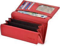 Klasická velká dámská peněženka Cavaldi elegantní peněženka s kapsičkami - červená - 4