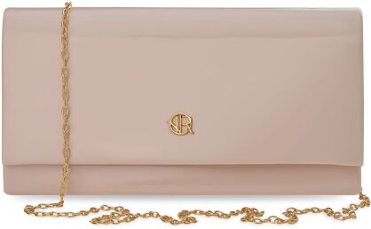 Elegantní lakovaná dámská kabelka s řetízkem - růžová