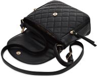 Monnari prošívaná kabelka přes rameno s klopou prostorná městská kabelka s logem a dlouhým popruhem - černá - 4