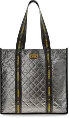 Monnari prošívaná nákupní taška shopper prostorná velká dámská kabelka s logem voděodolná nákupní taška přes rameno - stříbrná