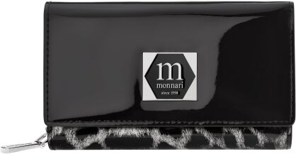 Monnari lakovaná dámská kožená elegantní peněženka se vzorem - černá