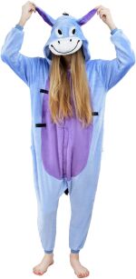 Pyžamo kigurumi jednodílný kostým s kapucí – oslík