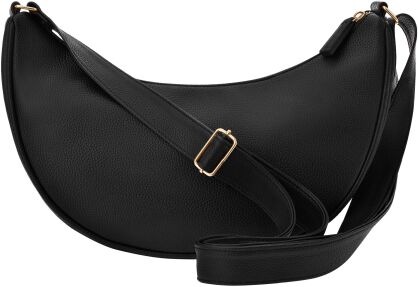 Velká ledvinka ve tvaru půlměsíce, elegantní kožená klasická crossbody kabelka - černá.