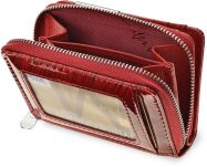 Lakovaná malá dámská elegantní peněženka na zip - červená - 5