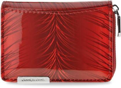 Lakovaná malá dámská elegantní peněženka na zip - červená