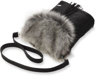 Originální dámská kabelka listonoška s kožešinou a třásněmi - granátovo černá - 3