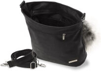 Originální dámská kabelka listonoška s kožešinou a třásněmi - granátovo černá - 4