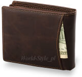 Elegantní pánská peněženka z přírodní kůže, BAG STREET - tmavě hnědá - 4