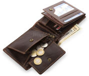 Elegantní pánská peněženka z přírodní kůže, BAG STREET - tmavě hnědá - 6