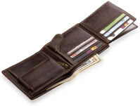 Elegantní pánská peněženka z přírodní kůže, BAG STREET - tmavě hnědá - 7
