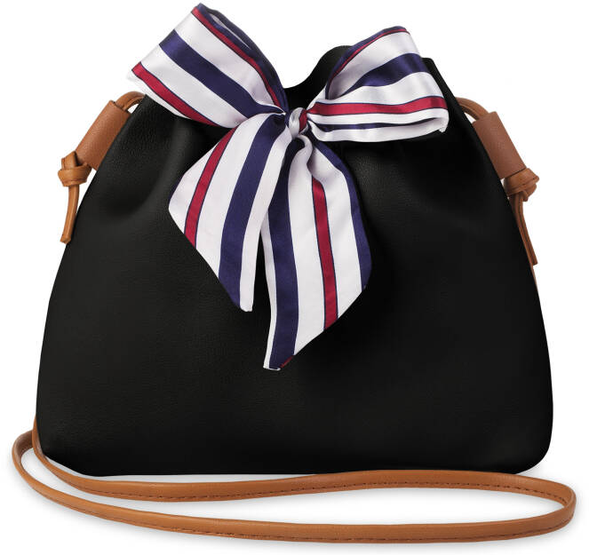 Stylová kabelka dámská s námořnickou mašlí sakwa a sametovou mašlí - hnědá-černá