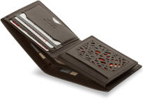 Horizontální pánská peněženka se vzorem tmavě hnědá - 5