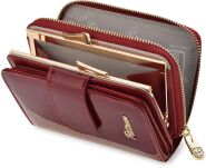 Dámská peněženka z pravé kůže elegantní zip klip RFID - bordová - 4