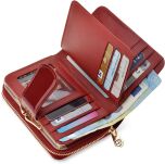 Dámská peněženka z pravé kůže elegantní zip klip RFID - bordová - 5