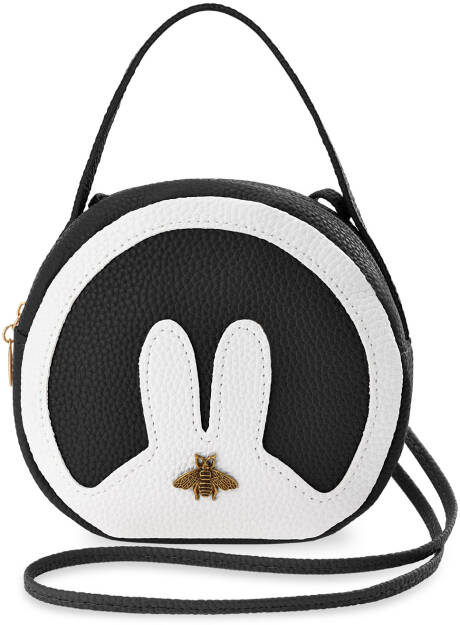 Půvabná dívčí kabelka dámská listonoška kufřík králíček se znakem hmyzu - bílo-černá