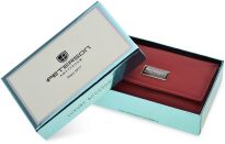 Elegantní dámská kožená peněženka Peterson červená s patentkou prostorná RFID - červená - 4