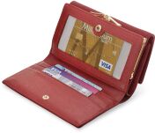 Elegantní dámská kožená peněženka Peterson červená s patentkou prostorná RFID - červená - 5