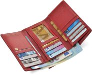 Elegantní dámská kožená peněženka Peterson červená s patentkou prostorná RFID - červená - 6