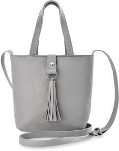 Malá dámská lehká kabelka listonoška kufřík s třásněmi boho - šedý