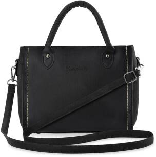 Pevný kufřík kabelka dámská do ruky i přes rameno s kontrastem v přechodech - černá