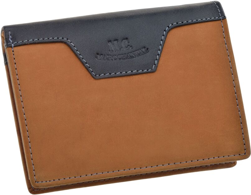 Dvoubarevná pánská peněženka z přírodní kůže - rezavá