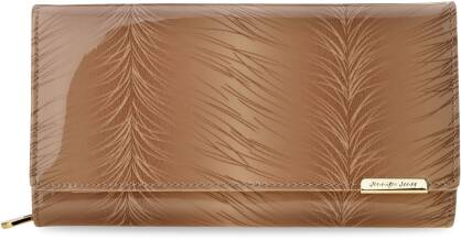 Elegantní lakovaná dámská peněženka velká kožená jennifer jones prostorná peněženka se vzorem - béžová