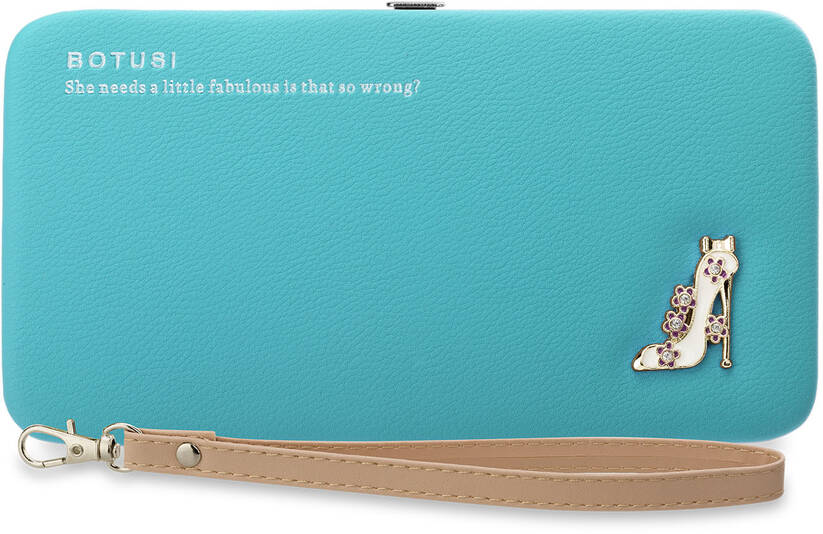 Elegantní peněženka psaníčko pouzdro bota botka zdobená modrá