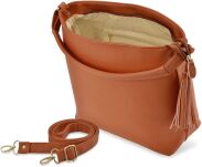 Velká shopper dámská kabelka se střapcemi se dvěma řemínky -  hnědá - 4