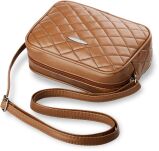 Prošívaná malá dámská kabelka camel - 2