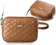 Prošívaná malá dámská kabelka camel - 3