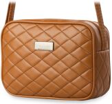 Prošívaná malá dámská kabelka camel - 5