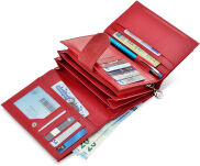 Dámská objemná peněženka z přírodní mramorově hladké kůže peněženka na mince jennifer jones na zip - červená - 5