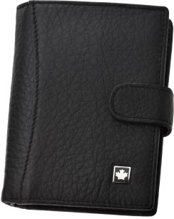 Kožená pánská peněženka vertikální elegantní peněženka z přírodní kůže na zapínání skládací RFID - černá