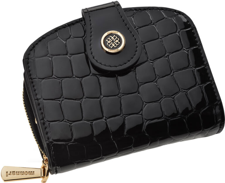 Monnari malá kožená dámská peněženka lakovaná třídílná se vzorem kůže - černá