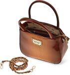 Monnari malý vzorovaný kufr elegantní klasická dámská kabelka z lakované kůže croco - velbloudí - 4