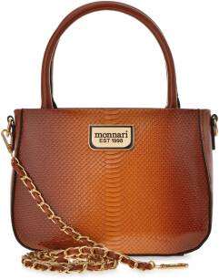 Monnari malý vzorovaný kufr elegantní klasická dámská kabelka z lakované kůže croco - velbloudí