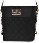 Monnari kabelka s prošíváním na předním panelu velká prostorná elegantní dámská kabelka letterman s řetízkem - černá - 5