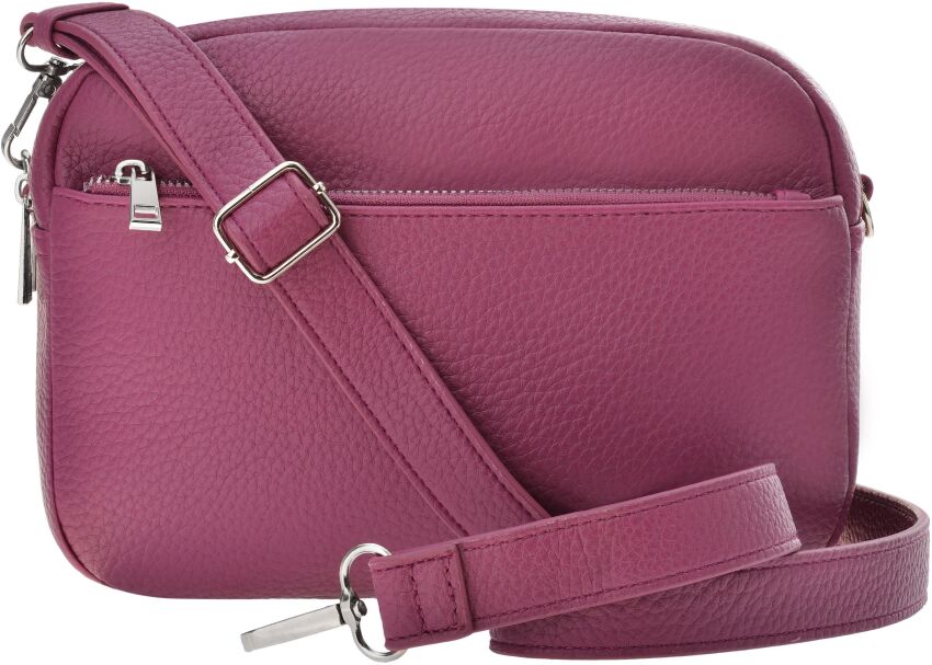 Klasická malá poštovní taška přes rameno s koženým popruhem - fialová