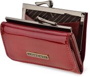 Dámská lakovaná peněženka lorenti malá peněženka se sponou rfid - červená - 4