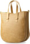 Módní kabelka shopper bag děrovaná přední strana tmavě béžová - 2