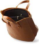 Módní kabelka shopper bag děrovaná přední strana tmavě béžová - 4