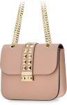 Italská kožená crossbody kabelka s cvočky a řetízkem - 8