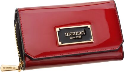 Dámská peněženka s klopou Monnari peněženka na zip a patent lakovaná exkluzivní - červená